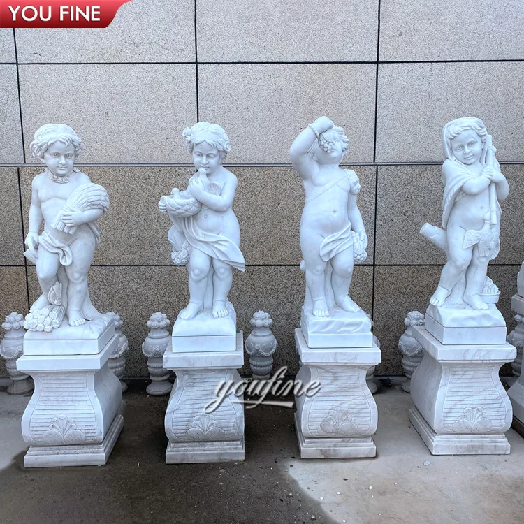 Outdoor Garden Life Size Marble Statues Four Season Statue Marble Baby