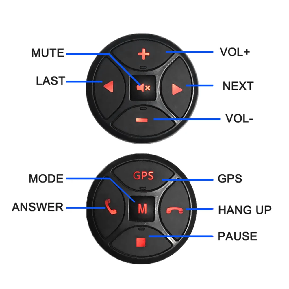 Round Steering Wheel Controller Universal Wireless Button Remote Steering Wheel Control for Car Stereo Audio Radio