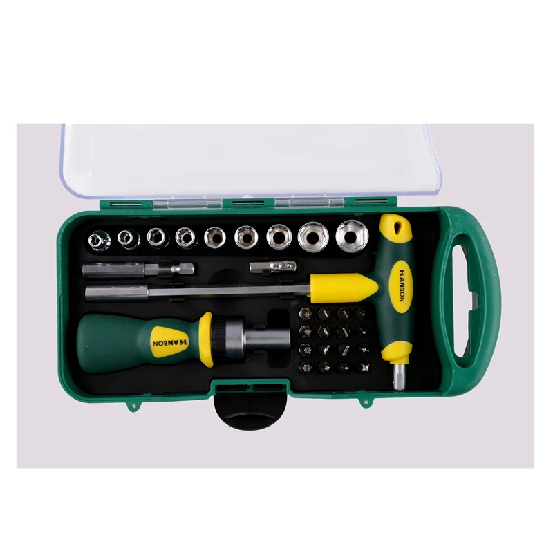 29pcs Auto Repair Hand Tools Set With Sockets and Screwdriver Bit