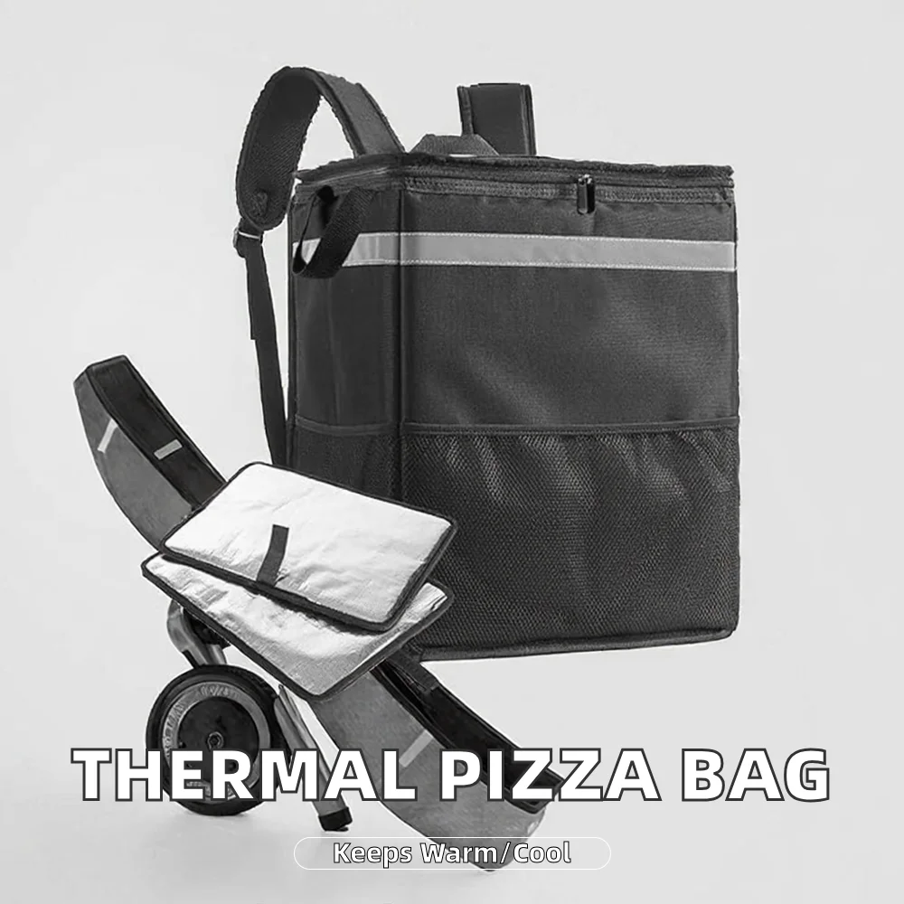 product high quality large capacity portable waterproof delivery backpack with pizza pouch thermal bag made of durable polyester-4