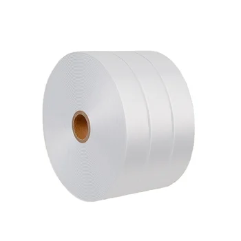 Woven Edge Satin Label Tape Roll Single Side White Color for Printing Care Label
