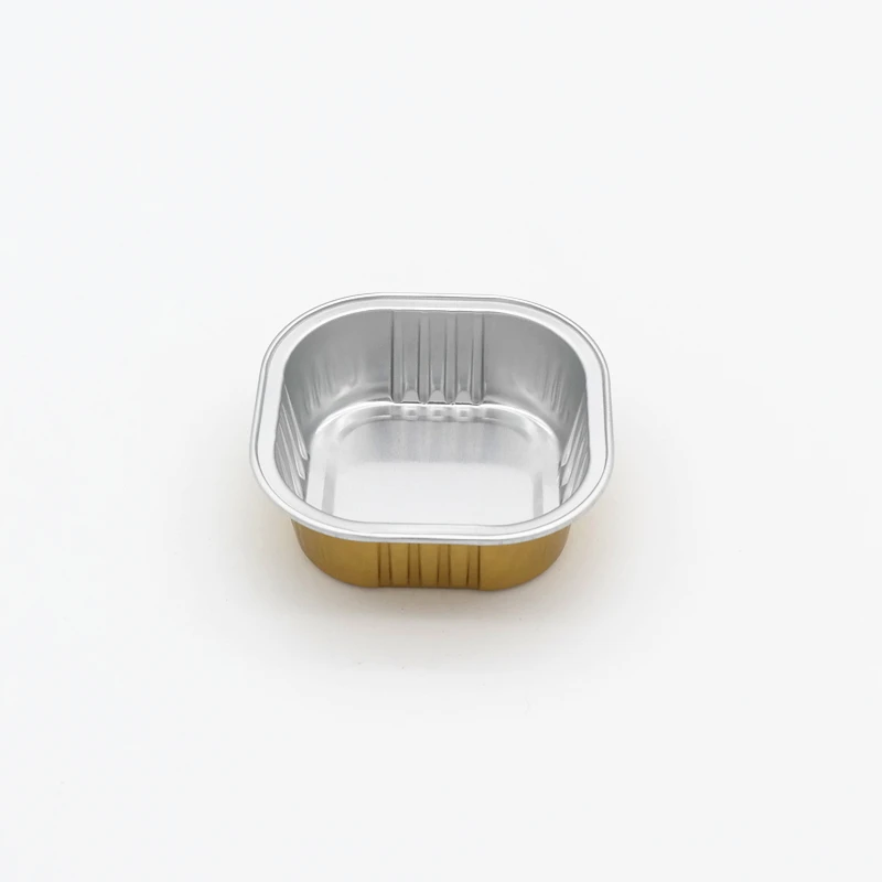 TIA Z050 Gold Food Container Wrinkle Proof Smooth Surface Foil Tray Crease Free Catering Tray Stackable Foil Tray