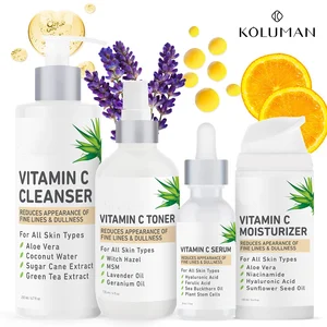 2026 Organic Natural Anti-Aging Vitamin C Skin Care Kit Mineral Hyaluronic Acid for Face Lightening Wrinkles Whitening Beauty