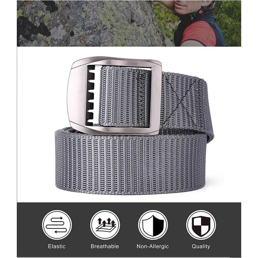 Men's Wear-resistant Sports Training Nylon Web Work Belt Durable Simple Everyday Riggers Tactical Belt