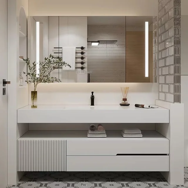 Modern minimalist bathroom sink, washbasin, sink, bathroom cabinet  mirror  Washbasin cabinet combination