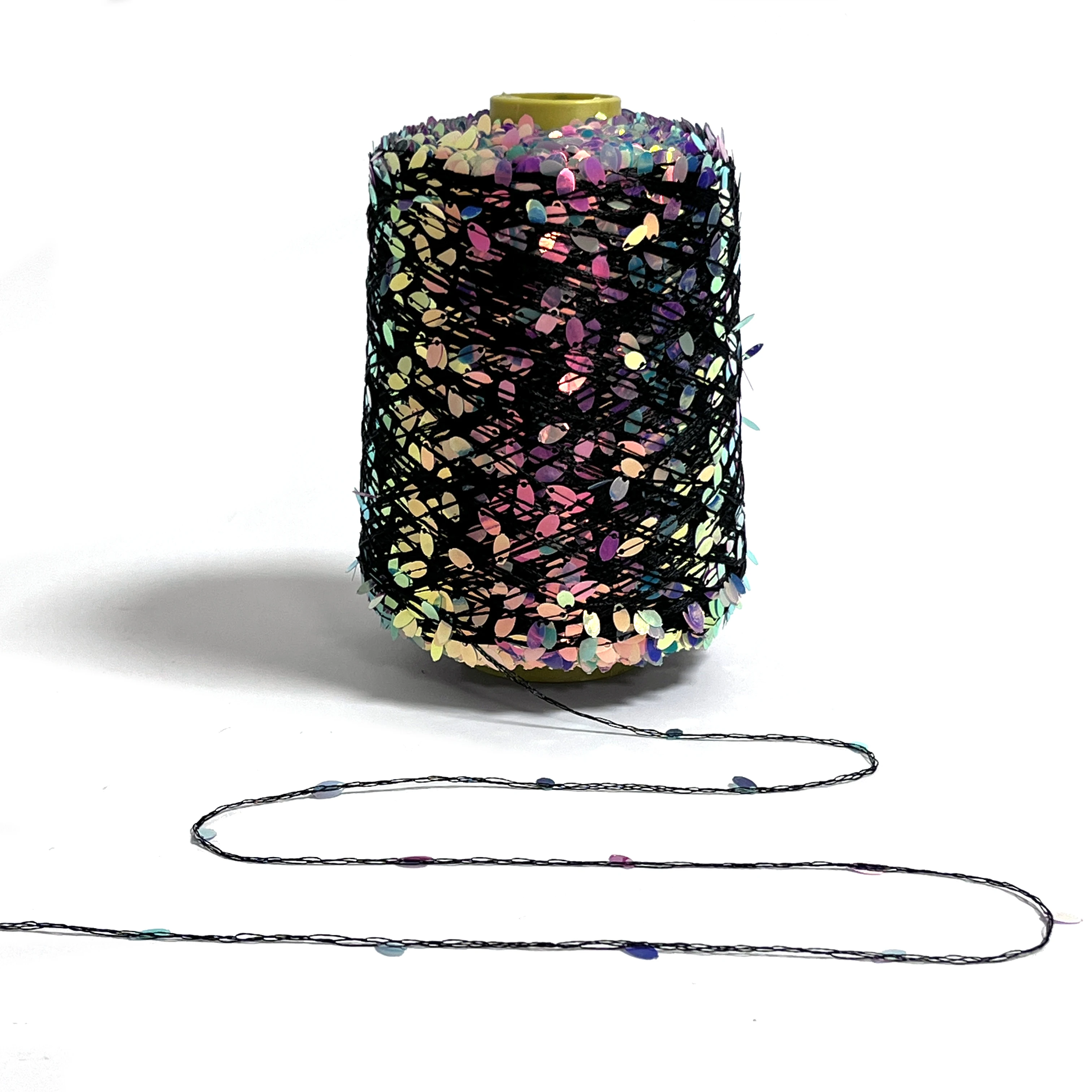 Причудливая овальная пряжа с блестками для вязания хлопчатобумажной пряжи ручного