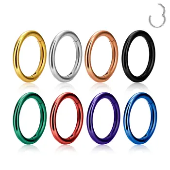 1Pcs Simple Circle 316L Stainless Steel Helix Piercings for Women Men 1.0/1.2/1.6mm Septum Hinged Clicker Nose Ring