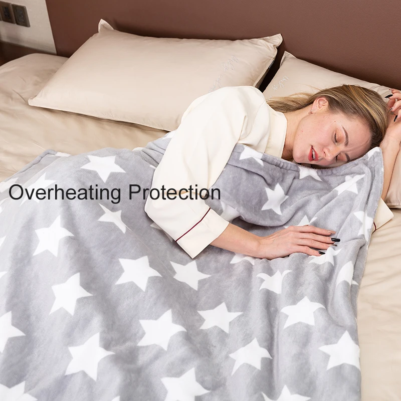 Super Soft Flannel Fleece Throw Blanket Wool-Weighted Electric Heating Quilted Foldable Feature Wearable Comfortable Blanket
