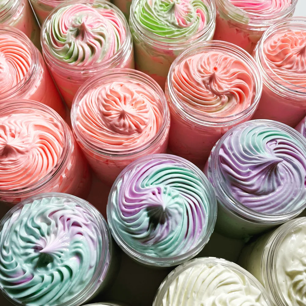 Vegan Private Label Herbal Moisturizer Whipped Fruit Strawberry Shea Lotion Shimmering Body Butter Soap