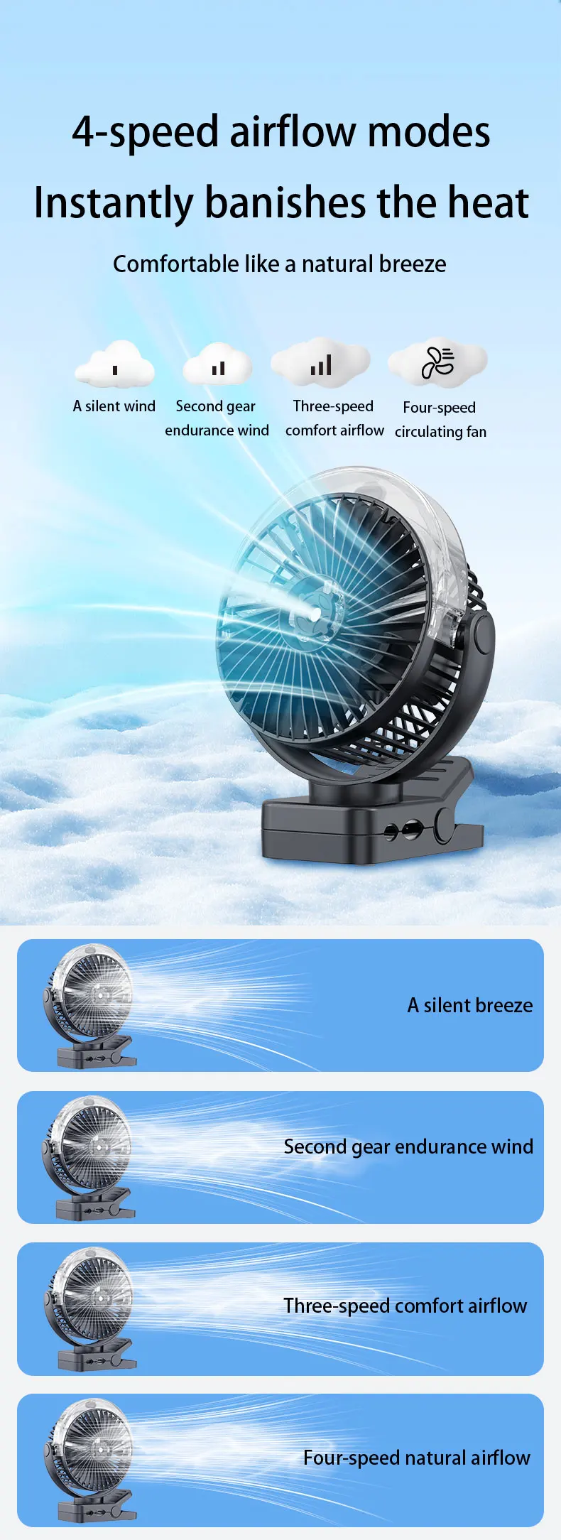 Desktop Magnetic Misting Fan, USB, 6Inch - detail 8