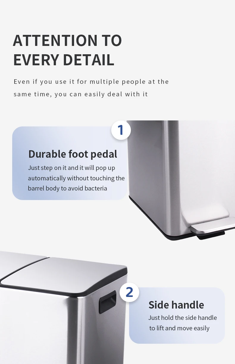 Trash Can Stainless Steel Double Compartment Classified Kitchen Trash Can with Plastic Inner Buckets 2 X 30 Liter Dual