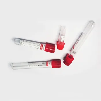 Clot activator blood collection tube with red top
