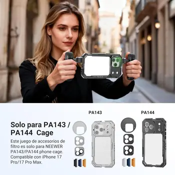 NEEWER ND Filter Set Solo para PA143/PA144 Phone Cage,Densidad Neutra ND8/16/32/64 + Black Diffusion 1/4 + Magnetic Placa detail image