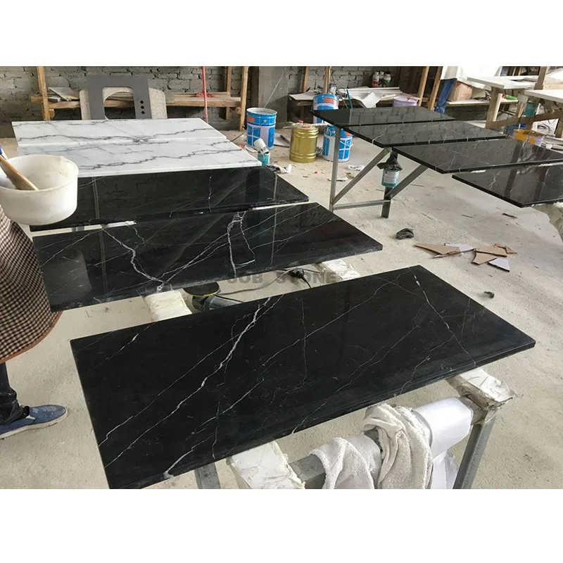 长方形黑色 marquina 大理石台式尼禄 marquina 大理石台面 - buy