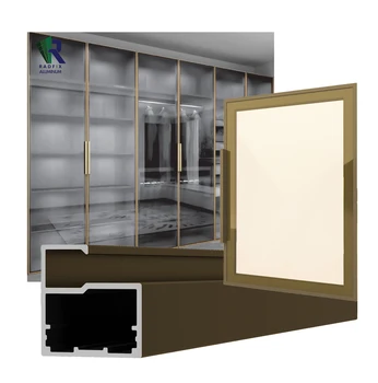 Anodized Minimalist Aluminium Wardrobe Glass Door Profile With Handle ...