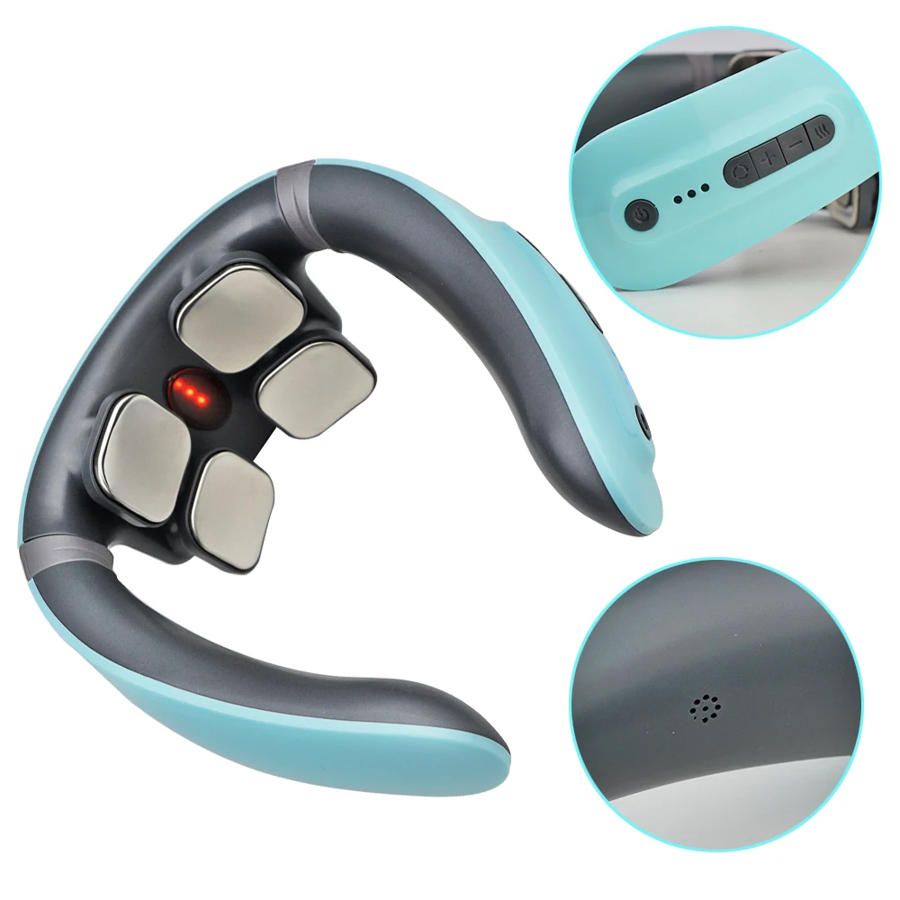 Wireless Mini Electric Ems Neck Massager Intelligent Remote Control Heating Electronic Smart