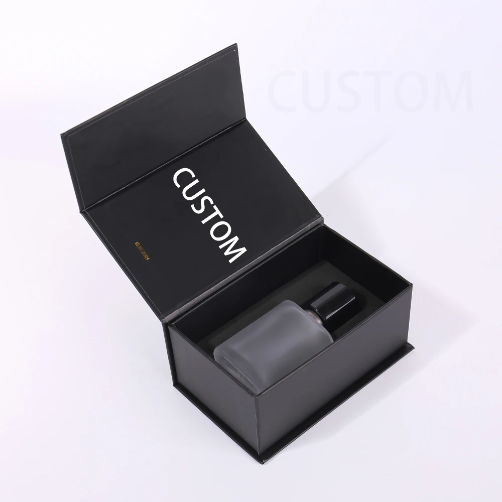 Custom Magnetic Flip Top Paper Box Luxury Rigid Cardboard Gift Packaging Matte Lamination Gold Foil Logo Perfume Packaging