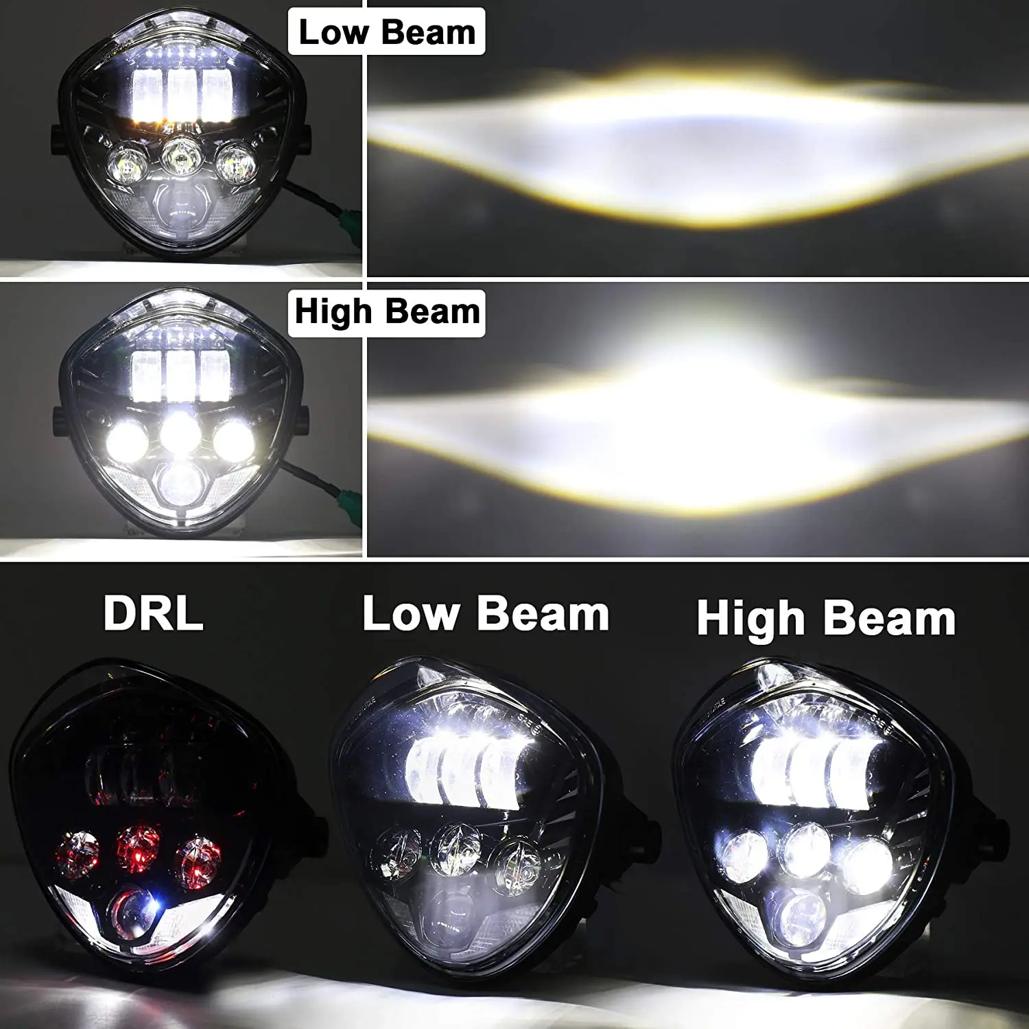 OVOVS 50w Motorcycle Led Headlight with DRL Turn Signal 7 Inch Headlight Assembly for Universal Motorcycles