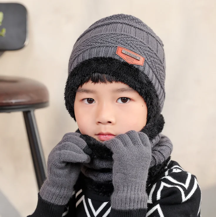 Высококачественные детские зимние шапки, милые зимние шапки для мальчиков, вязаные теплые шапки с помпоном для мальчиков, Детские облегающие шапки