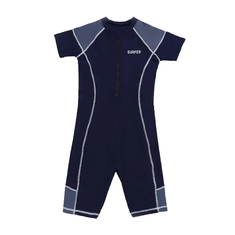 New Boys' Swimsuit Big Boys' Shortsleeved Flat Onepiece Beach Hot