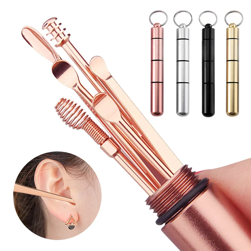 6Pcs/set Stainless Steel Spiral Earpick Wax Remover Curette Ear Pick Cleaner Spoon Care Cleaning Tools Ear Wax Pickers