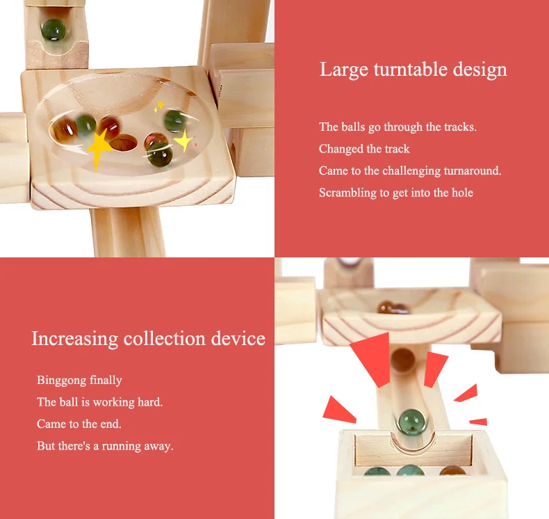 OEM Children'S Educational Wooden Marble Track Building Blocks ISO9001