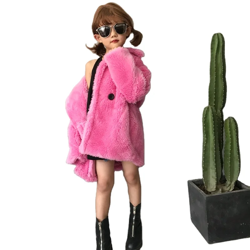 Новая трендовая зимняя куртка Тедди из натуральной овечьей шерсти для девочек и мальчиков оптовая продажа зимнее Детское пальто