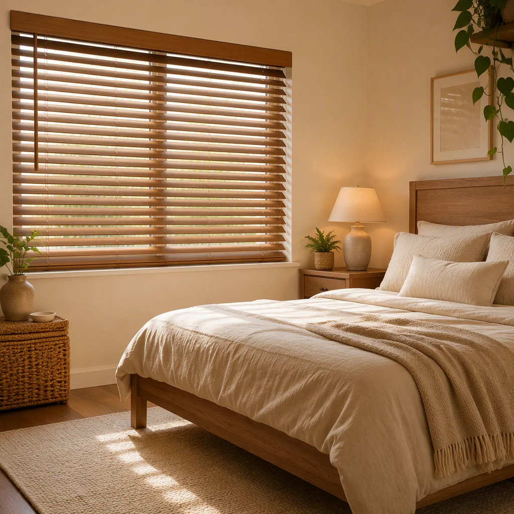 50mm Horizontal Stained Wood Venetian Blinds Solid Paulownia Tilt Wand Pull Cord Ladder String Bedroom Privacy Custom Every Day