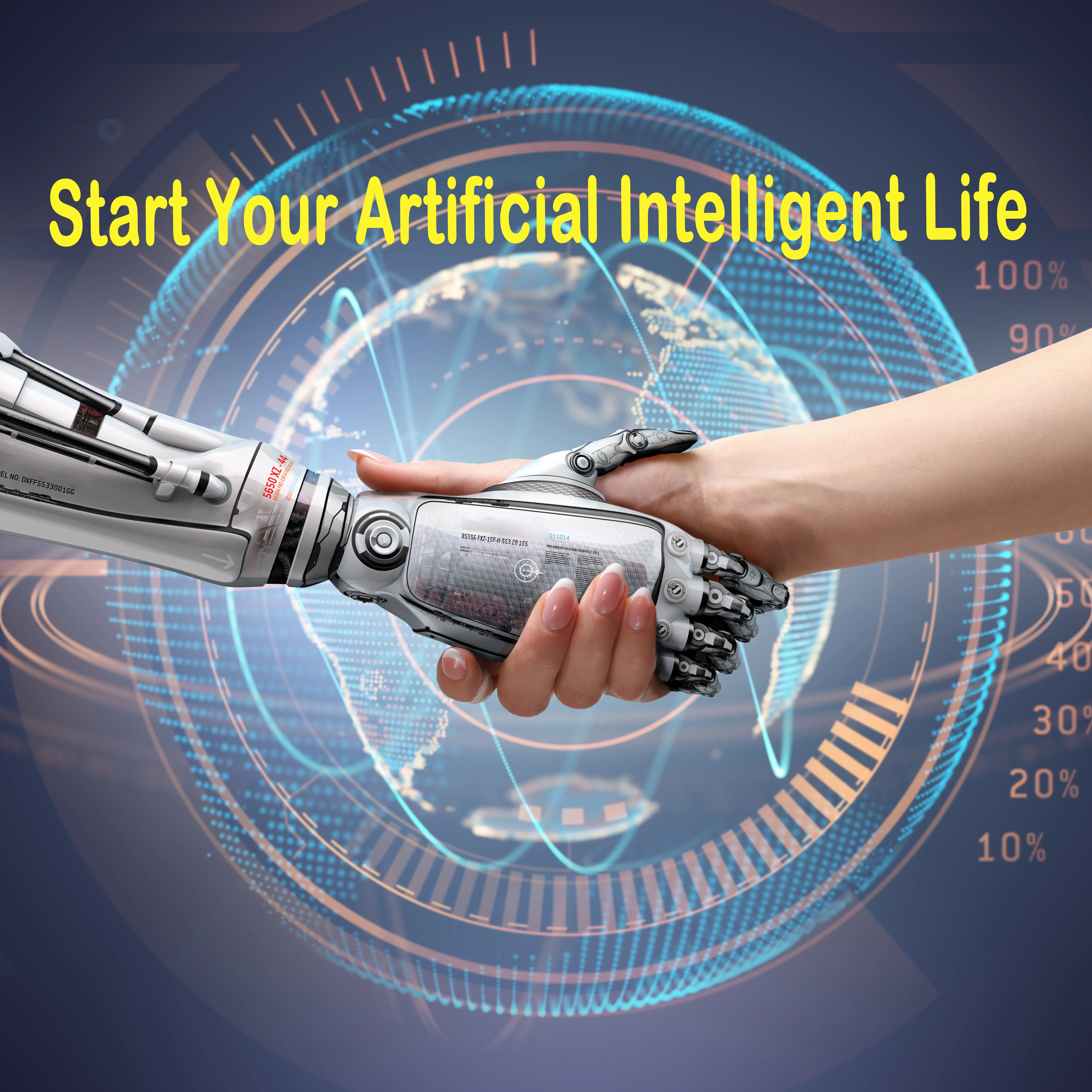 Artificial intelligence technologies. Технологии будущего. Рука робота и человека. Современные технологии. Робот человек.
