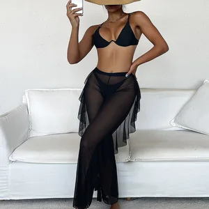 2022 Sexy Swimwear Underwire Bikini Set 3 Pieces Swimwear With Pants Black Women Adults Solid Crochet Bikini White Bikini 1000