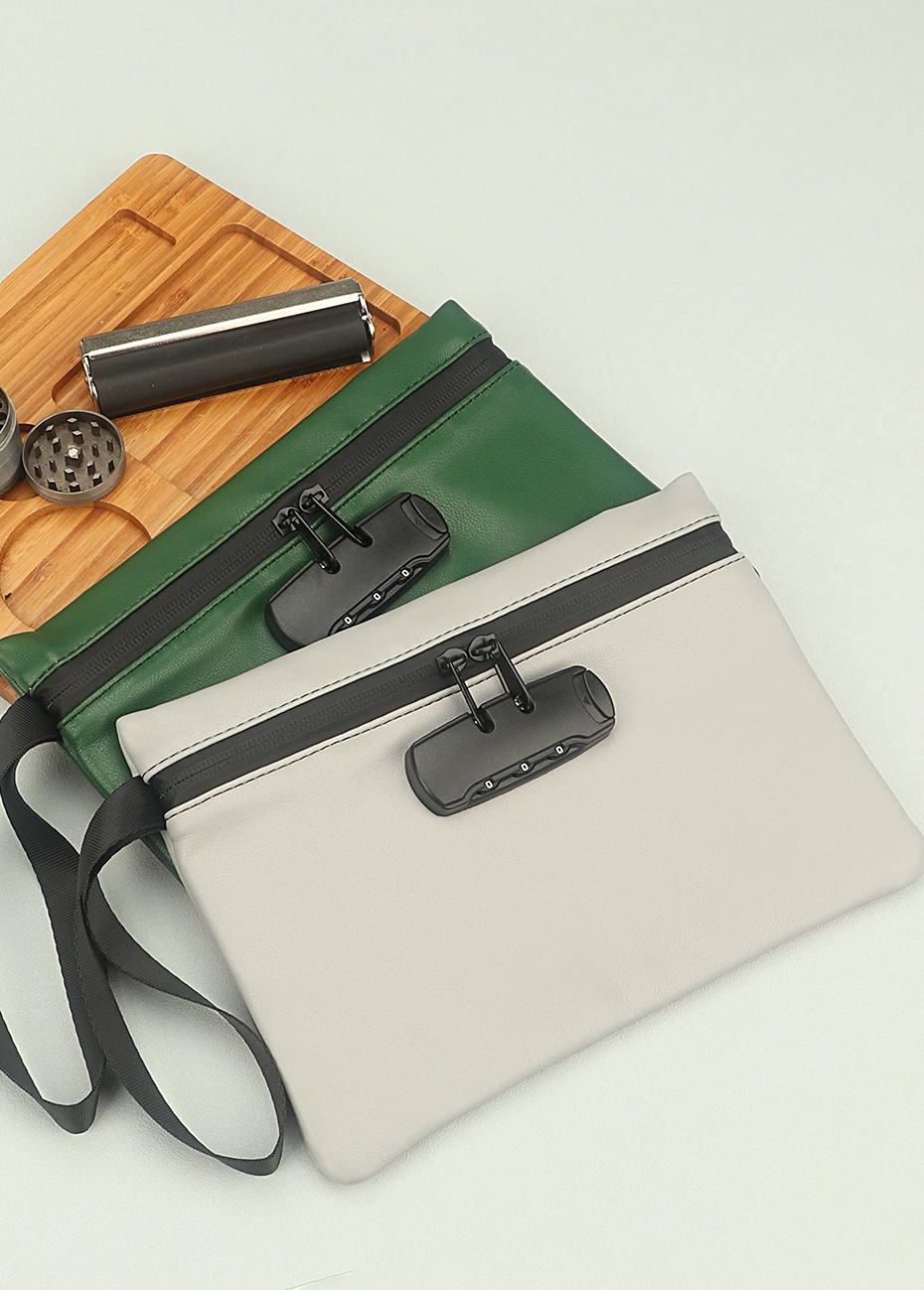 Firedog Custom Smell Proof Bag With Combination Lock Pu Leather Carbon