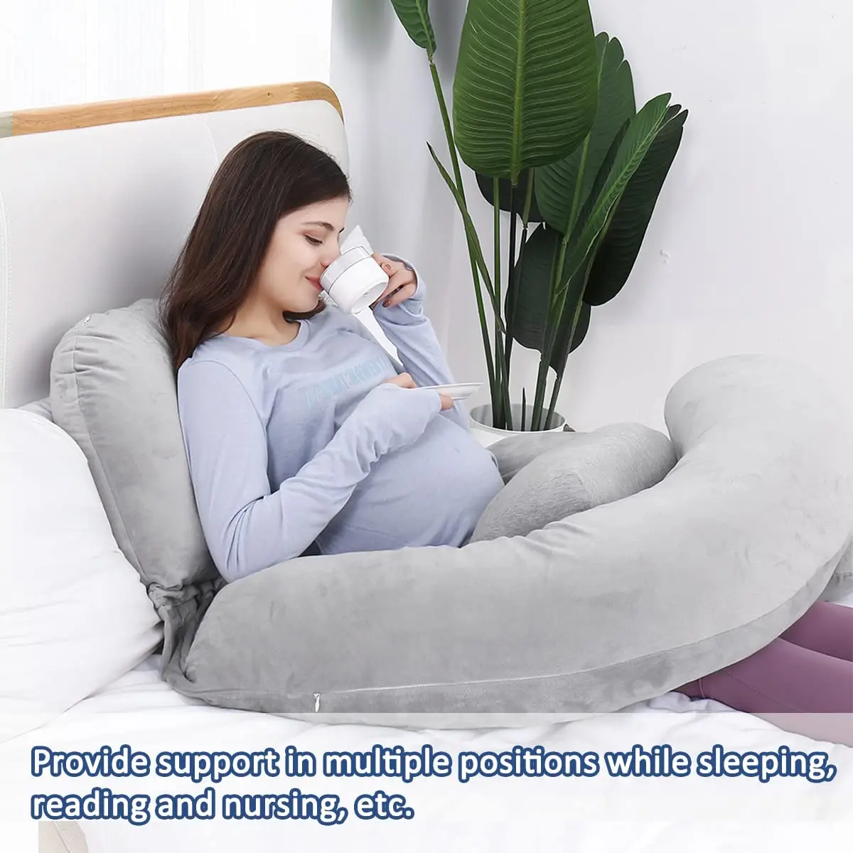 Full Body Pregnancy Pillow U Shaped Maternity Pillow For Pregnant Sleeping With Removable Cotton 7271