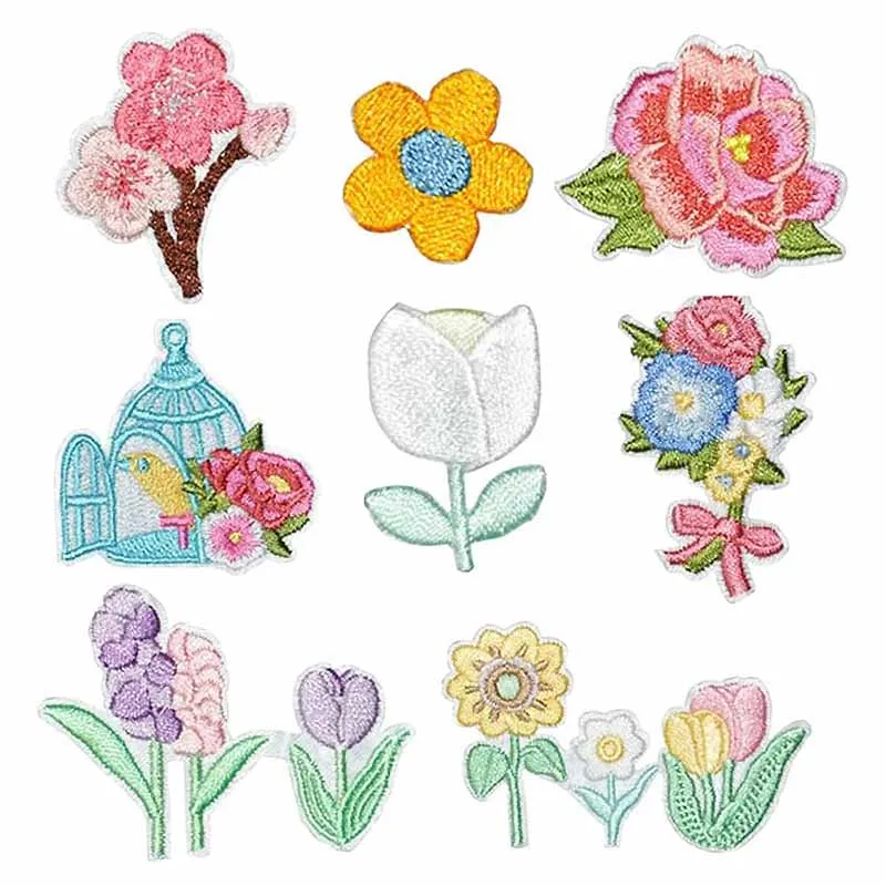Toppe Termoadesive Fiori Applique Ricamate – 14 X 8 Cm Per Stoffa, Jeans E Giacche