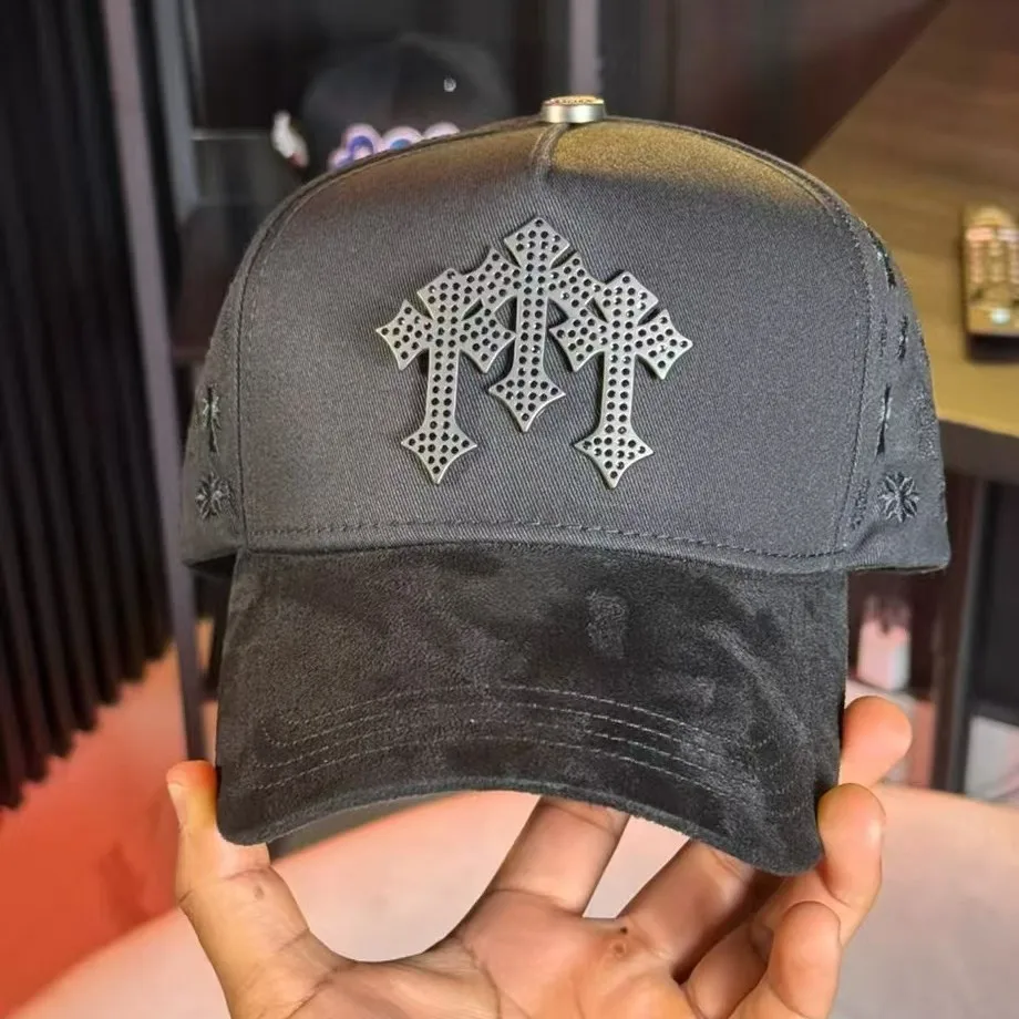 G5 Grade Black Plants and Flowers Embroidered 6-Panel PVC Baseball Cap Adjustable Men Women Hip Hop Streetwear