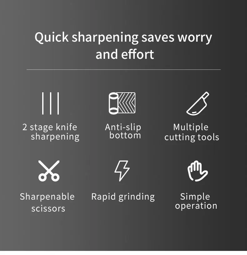 Kitchen 3/4-Segment Knife Sharpener Household Multi-Functional Hand-Held 3/4-Purpose Black Sharpening Stone