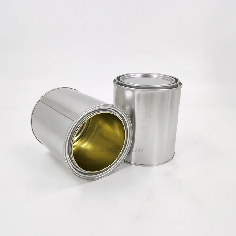 1/2 Pint Metal Paint Can with Lid, Gold Phenolic Lined