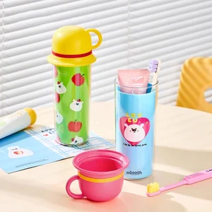 Three-In-One Travel Toothbrush Cup Cute Cartoon High-Looking Family Portable Plastic Tooth Cup for Mouthwash