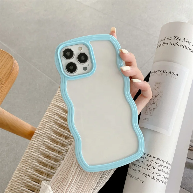 Wave Curvy Tpu Shockproof Transparent Phone Case For Iphone 16 15 14 13 12 11 Plus Pro Max Thin Lightweight Cover