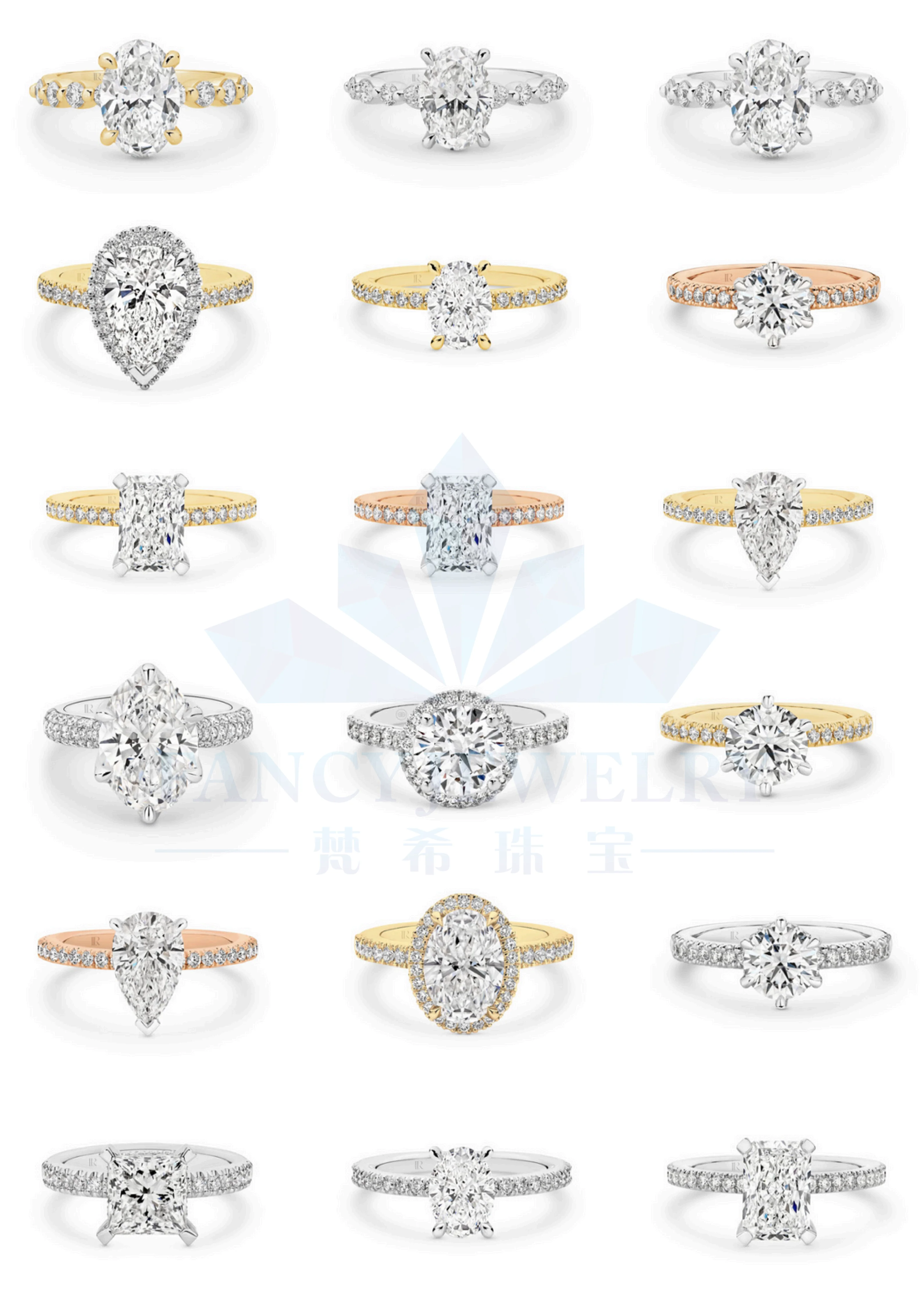 10Kホワイトゴールドの5カラットモイサナイトリング｜結婚・婚約用 
