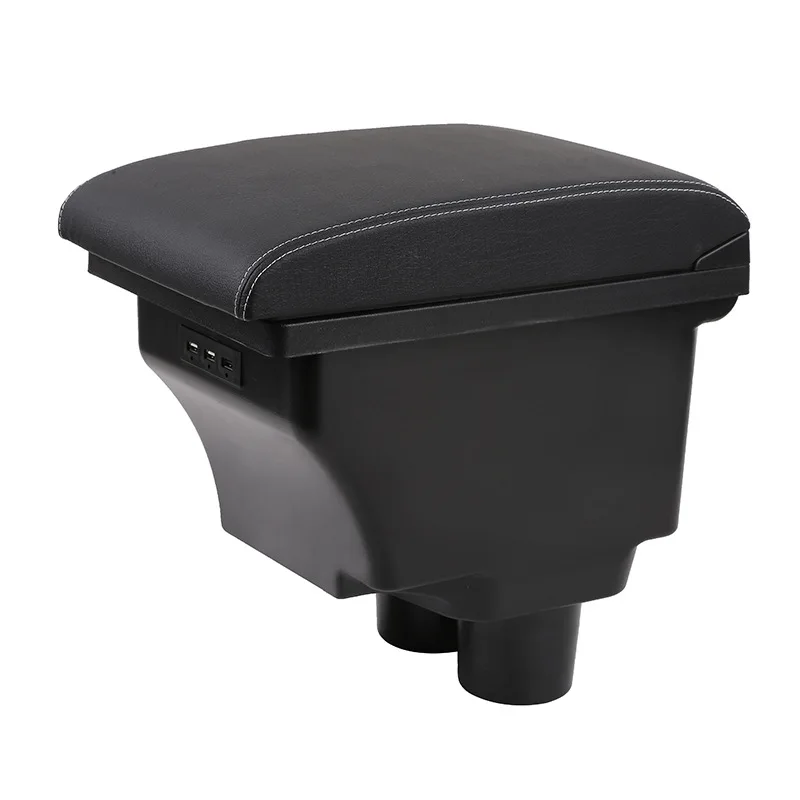 tiypeor special all black front car interior parts armrest console center storage box cup holder ashtray with usb-3