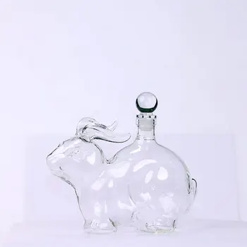 Rabbit Shaped Glass Drinkware Decanter with Stopper, Transparent Round Holder for Red Wine, Household Use, Customizable Logo