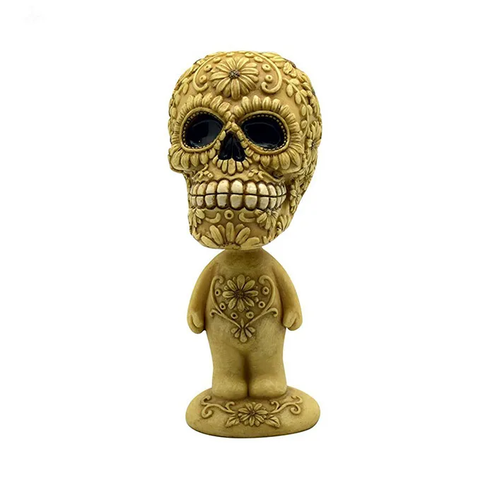 Bone Colored Day of the Dead Sugar Skull Man Bobble Head