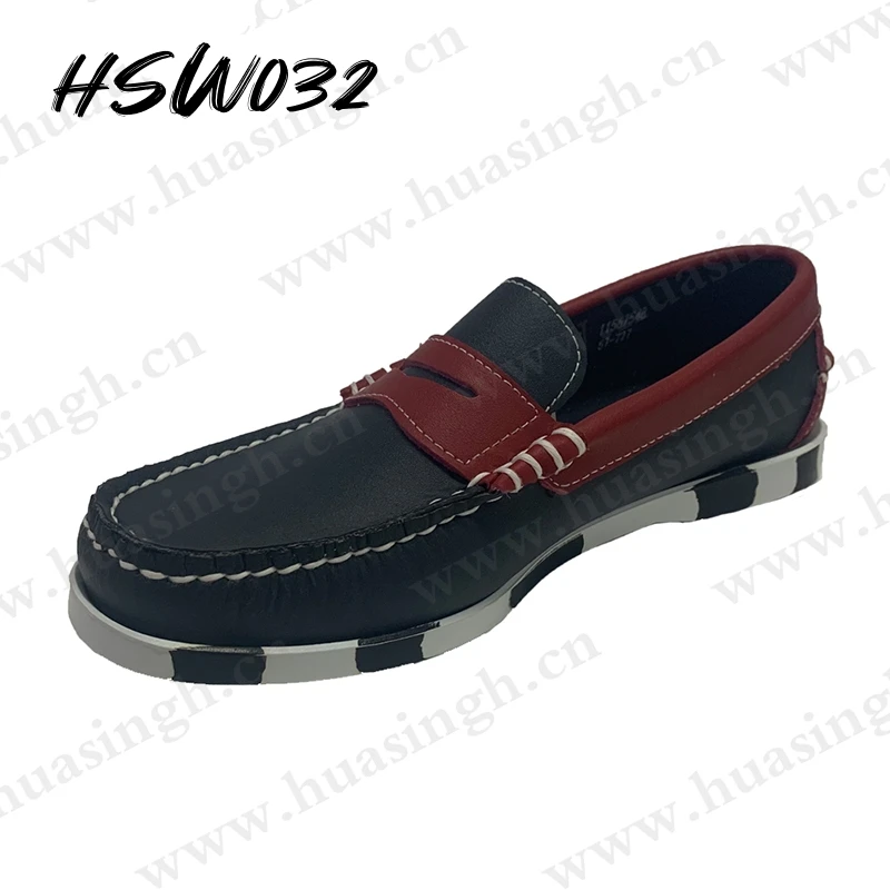 Rwh,Australia Market Popular Pull-on Style Black Peas Shoes Slip-proof Colorful Rubber Outsole Flat Boat Shoes for Sale HSW032