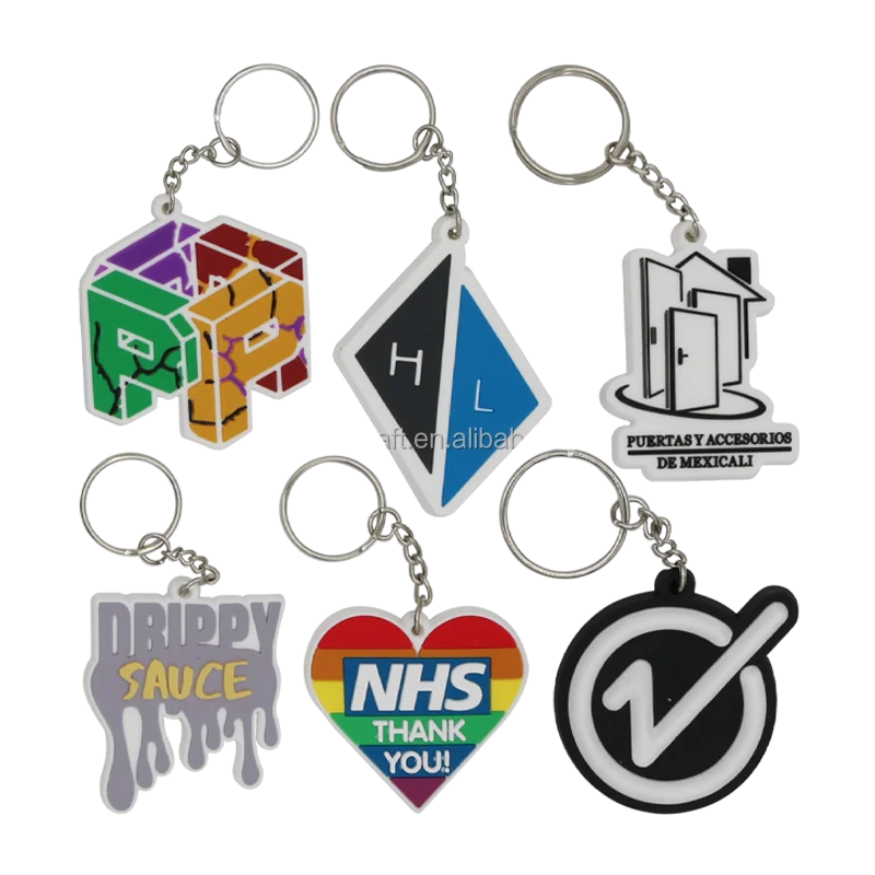 Customize Design Soft Rubber PVC Keychain Keyring Cute Color Cartoon Key Tag Chain Key Ring PVC Kids Women Men Gift Trinket Tags