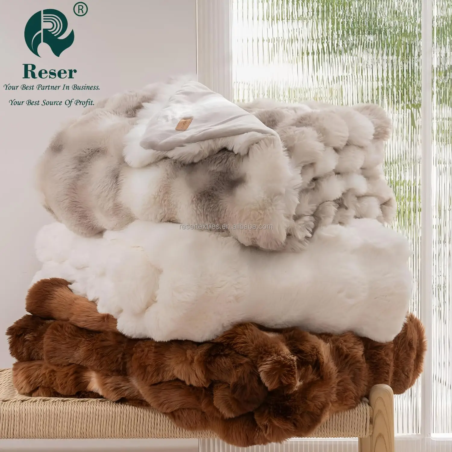 Wholesale Faux Fur Throw Blanket European & American Style Solid Soft Plush Thick Luxury Versatile for Living Room Bedroom