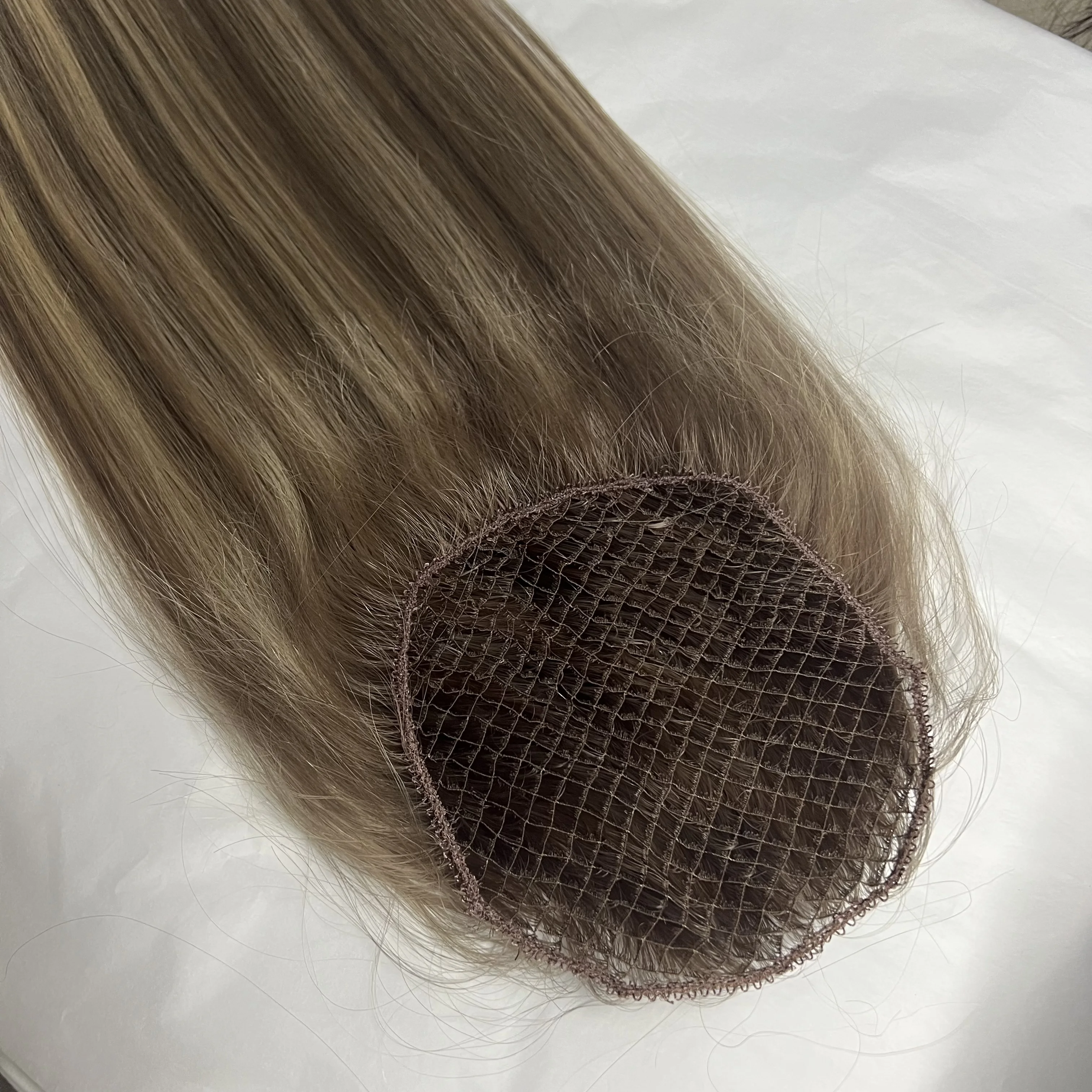 Integration Fish Net Mesh Pieces Women Human Hair Toupee System Topper for Woman