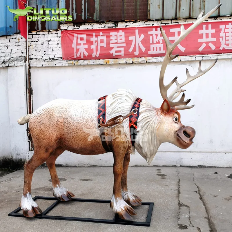 Christmas Decoration Animated Life Size Cartoon Moose Reindeer Statue