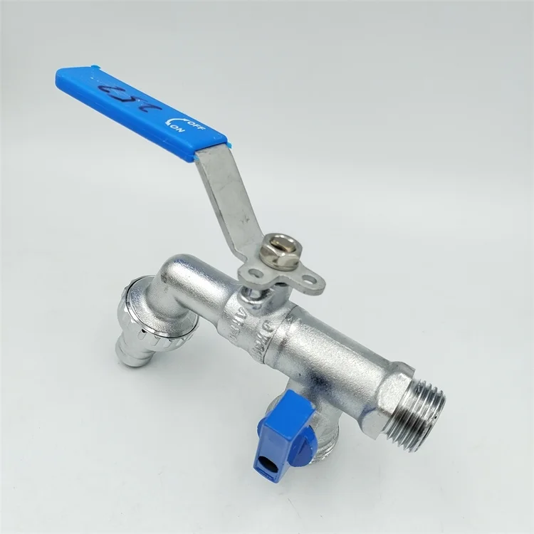 Two Handle Two Inlet Way Bib Cock Hose Water Tap Washing Machine Forged Brass Bibcock Water Tap