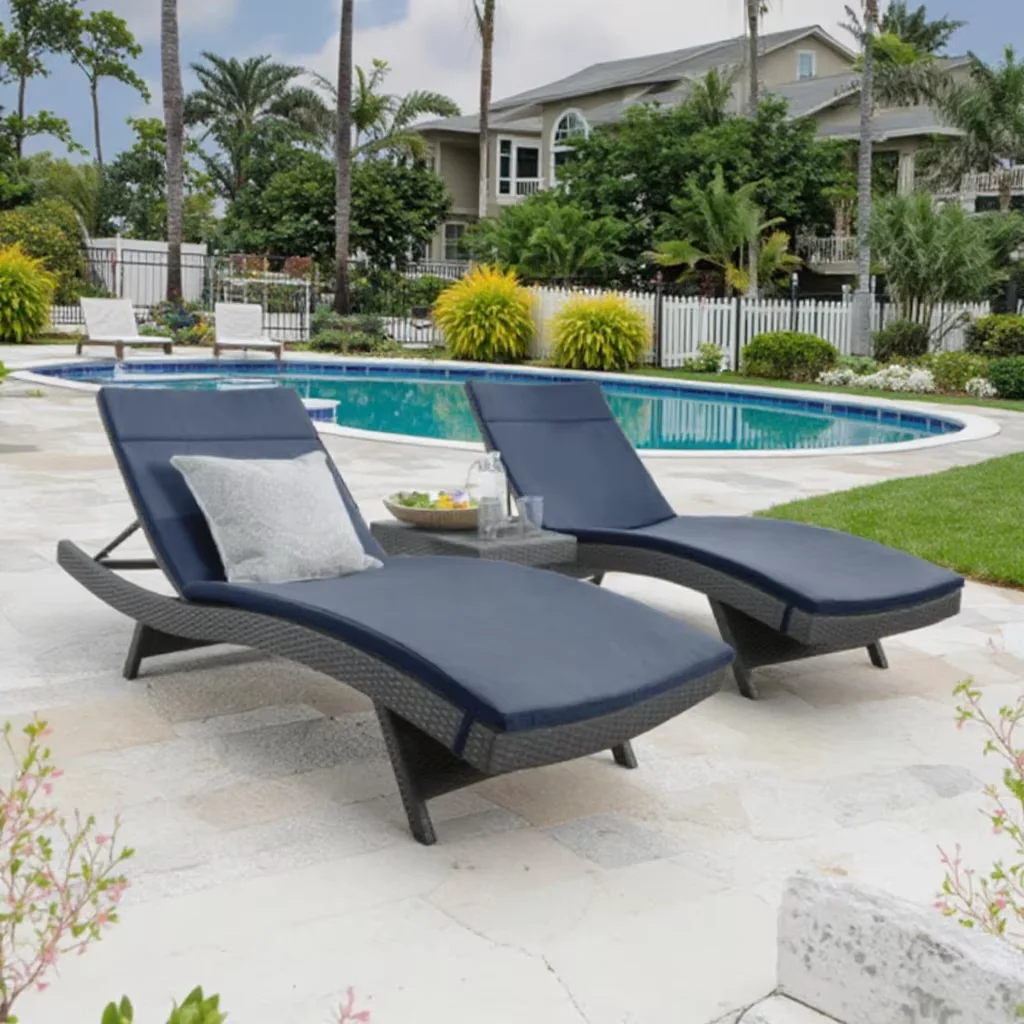 Grey High Quality Plastic Rattan Pool Chairs Outdoor Sun Lounger Swimming  Sun Loungers for Pool Side