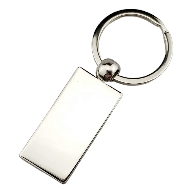Luxury Car Accessory Pendant Blank Custom Rectangle Metal Keychain